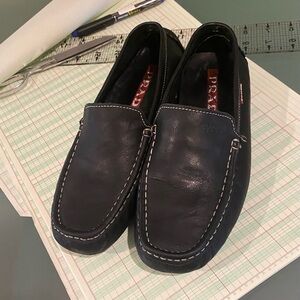 Prada Black Leather Slip-On Loafers